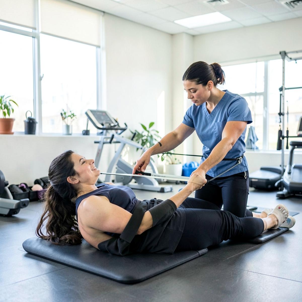 Ejercicio terapéutico guiado con banda elástica