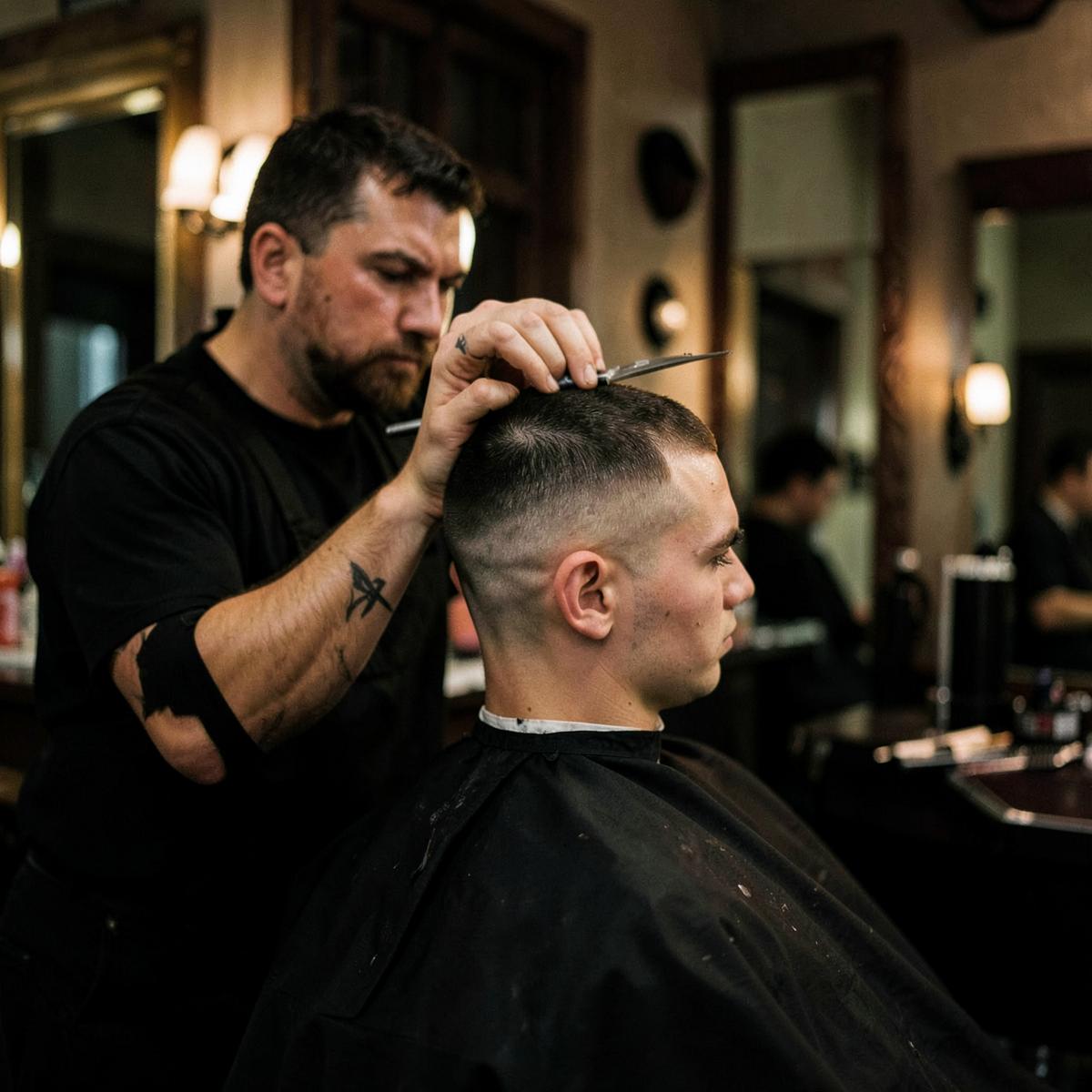 Degradado de barbería a navaja